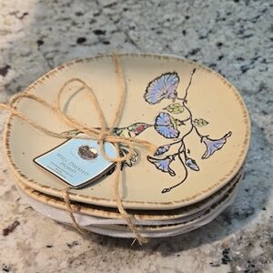 In Homestyles Hummingbird And Blue Floral Ceramic Set Of 4  Plate